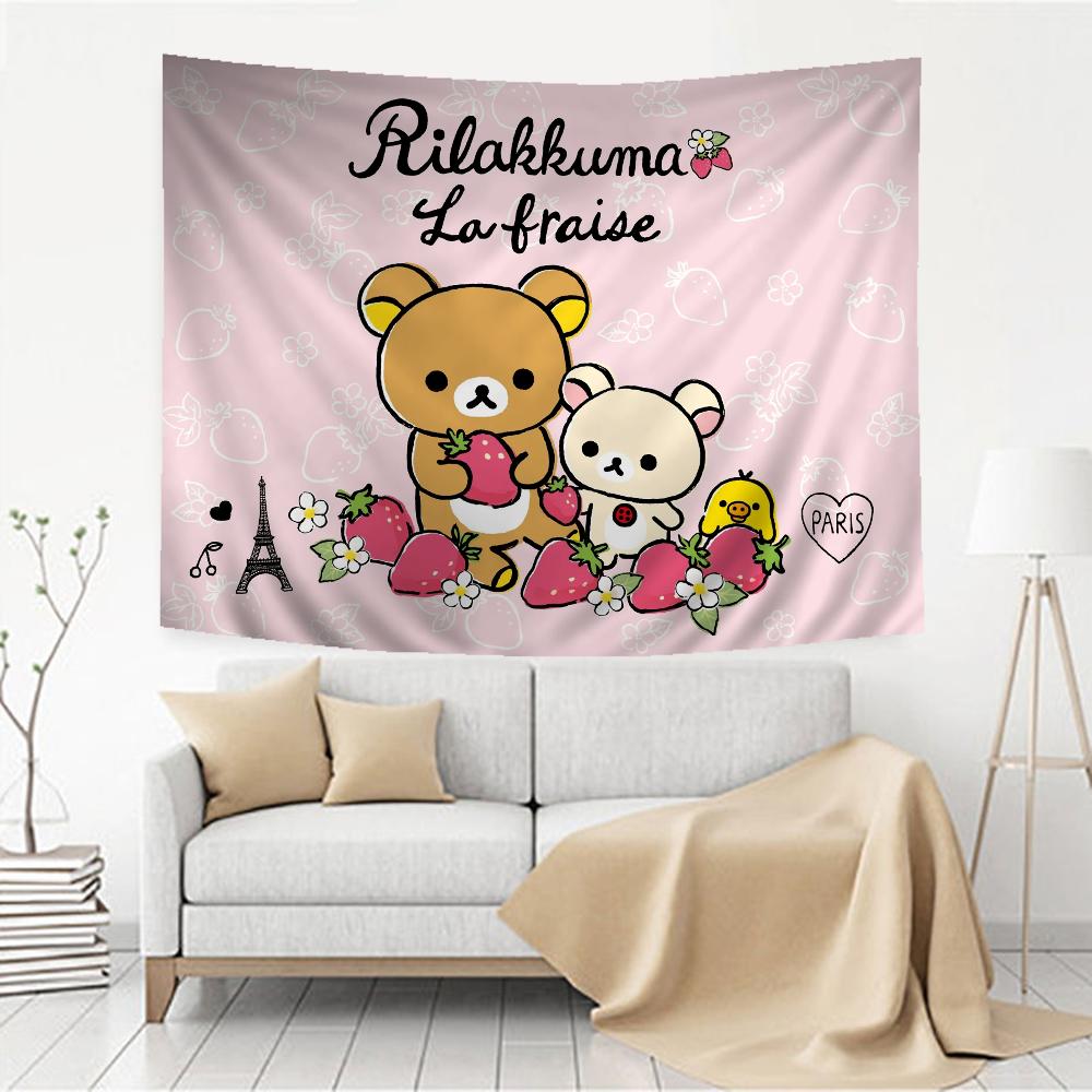 Kawaii Rilakkuma Bear Hippie Wall Hanging Tapestries for Living Room Home Dorm Decor Art Home Decor