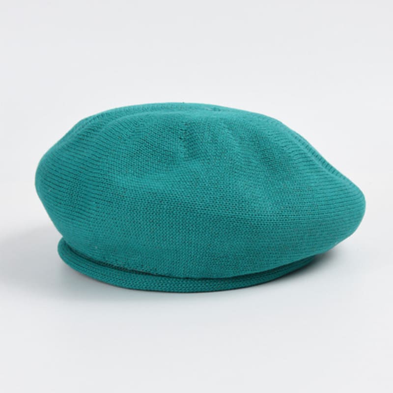 LALA Spring Summer Cotton Beret Bread Hat - Emerald