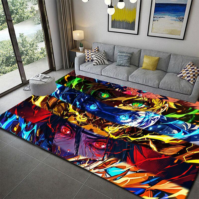 Naruto Anime Motion Print Area Rug Soft Plush Non-Slip Mat for Living Room