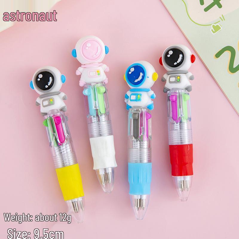 Cartoon Four-Color Ballpoint Pen - Cute Mini Oil Pen for Elementary Students, Learning Stationery, School Rewards, and Gifts