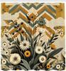 Floral Eucalyptus Shower Curtain, Flowers Clouds Zigzags With Mid Century Modern Boho Influences, Cloth Fabric Bathroo