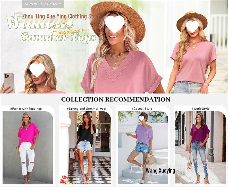 Women's Summer V-Neck Batwing Sleeve Shirt 2026 Fashion
