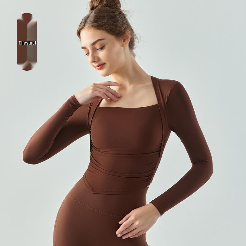 

Женский облегающий топ для йоги с длинным рукавом, со встроенными нагрудными вкладышами и присборенным дизайном по бокам Extra Large