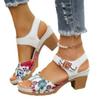 Women's Peep Toe Hihg Heel Sandals Summer Gladiator Shoes Chunky Heel Platform Women's Sandals Flower Ladies Heeled Shoes