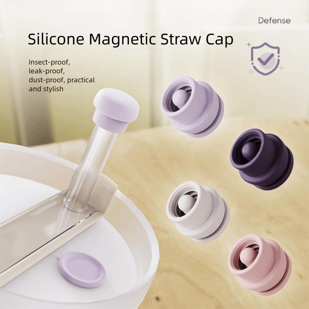 New Reusable Magnetic Straw Cap Spill Leak Stopper Dust Proof Straw Topper Accessories 8-10MM Straw Straw Cap Covers for Cups