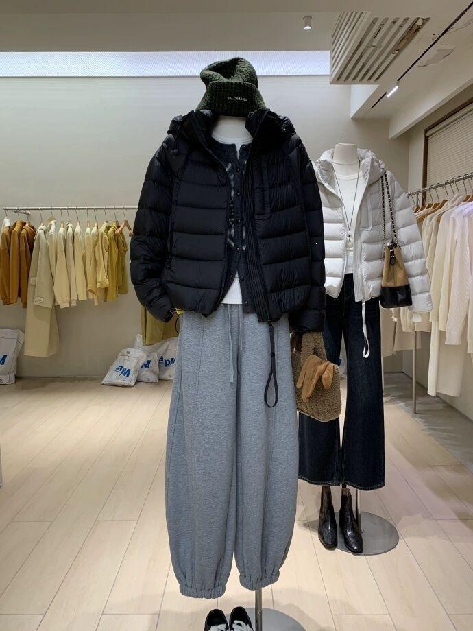 Winter Pinghu New Hooded Ribs Women's Down Jacket Short Versatile Casual Small Puff