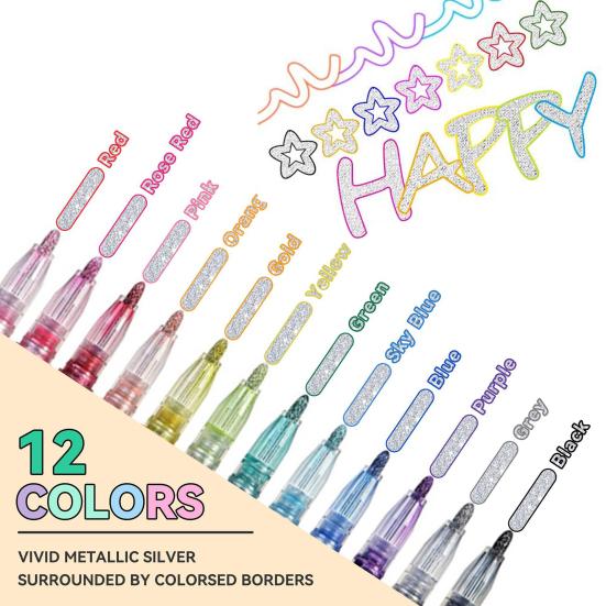 

Yousheng 8/12/24 Colors Metallic Glitter Pens Set for Kids And Teens Quick Drying Smooth Flowing Fun Doodle Drawing Supplies