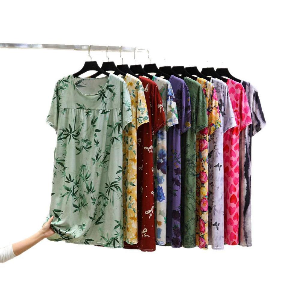 2025 Women's Summer Floral Cotton & Silk Dress - Slimming French Style with Pleated Rayon & Short Sleeves