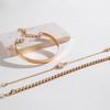3Pcs/ Set Bohemia Minimalism Metal Rhinestone Chain Bracelet Set for Women Metal Bangle Gold Color Jewelry Gifts