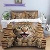 Cute Cat 3D Pattern Bedding Quilt Set Quilt Cover Pillowcase Home Decoration Gift (1 * duvet cover + 2 * pillowcase, without core)