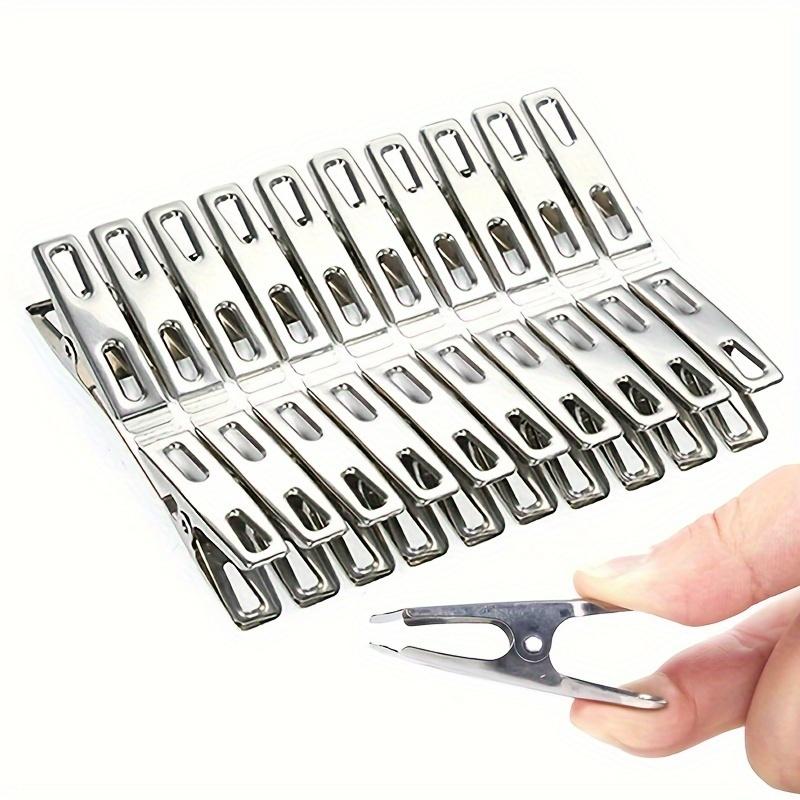 20 Sturdy Stainless Steel Clothespins - Windproof Clothespins, Multi-functional Metal Clips, Rustproof, Easy for Home Use