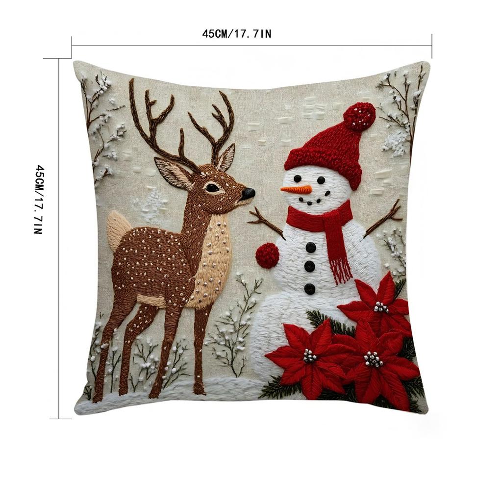 Christmas Pillowcase, Festive Reindeer and Rabbit Decorative Sofa, Atmosphere Decoration, Short Plush Pillow