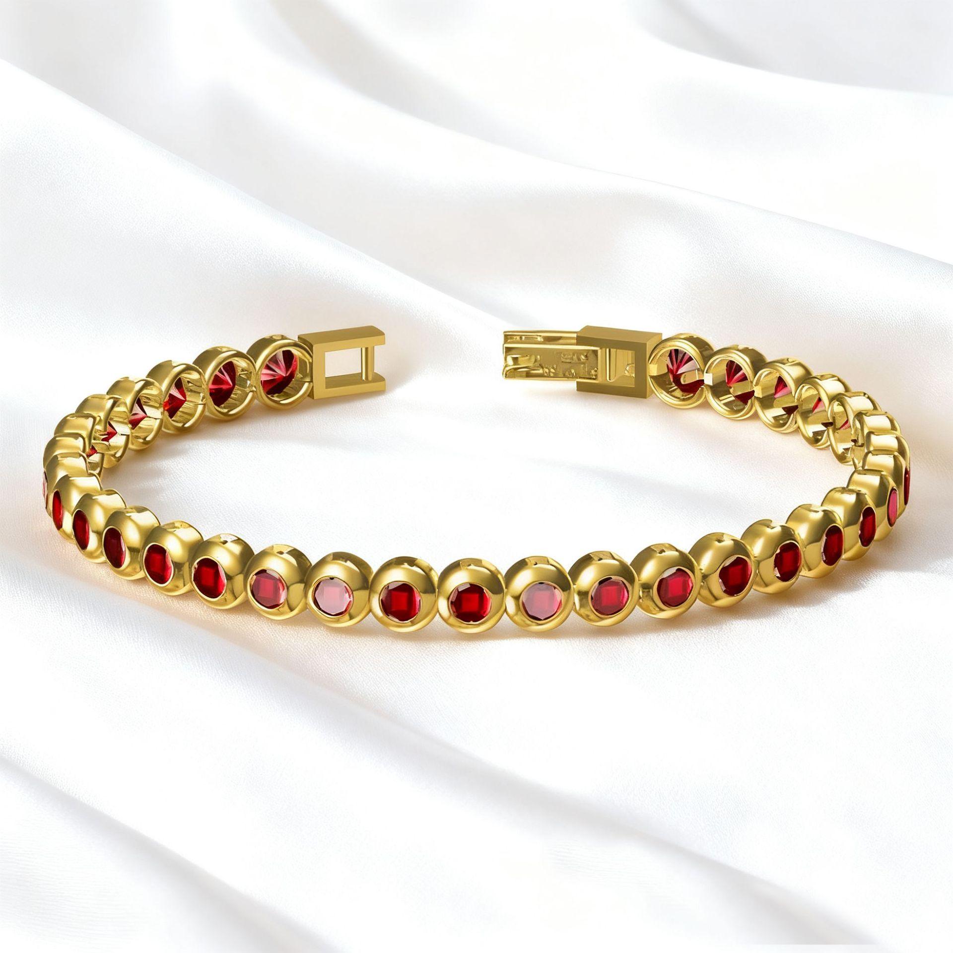 

2026 Round Bag Inlaid Zircon Tennis Bracelet, Zircon Bracelet, Fashion Jewelry Party Gift 18CM