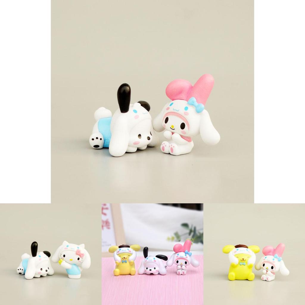 Adorable Sanrio Characters Cute Cartoon Kuromi My Melody Cinnamoroll Figure Toys Set