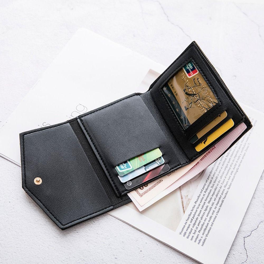Fashion PU Leather Square Trifold Wallet 5 Colors Heart-Shaped Short Wallet Coin Purse Women Girls
