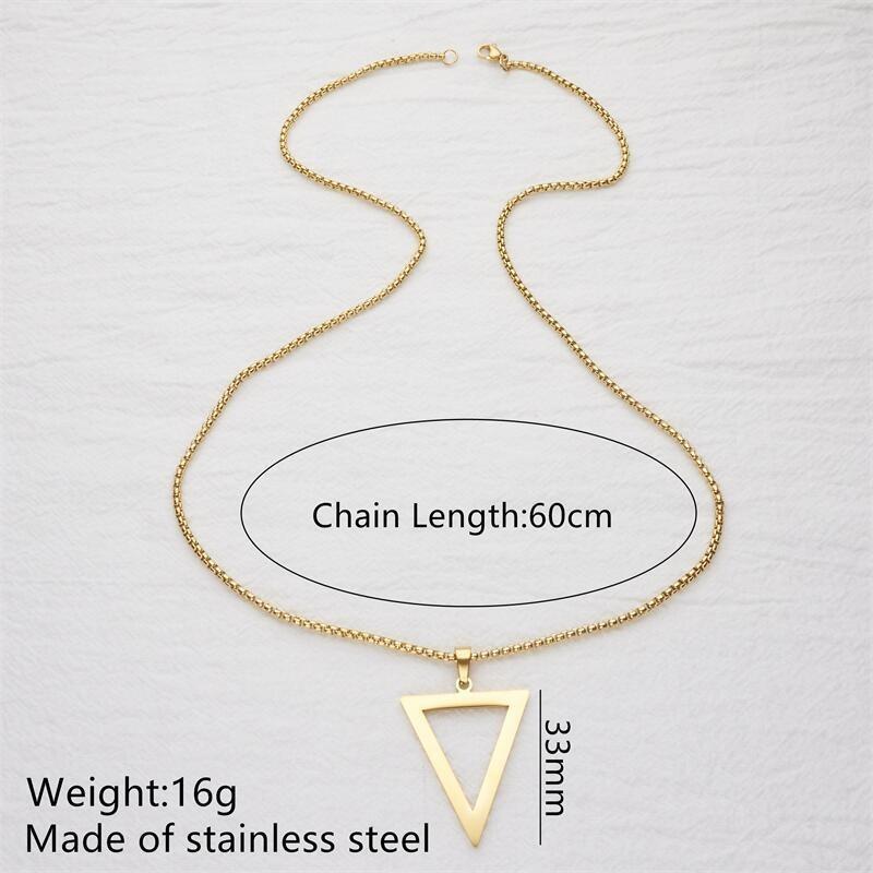 Men And Boys Stainless Steel Inverted Triangle Geometric Pendant Necklace