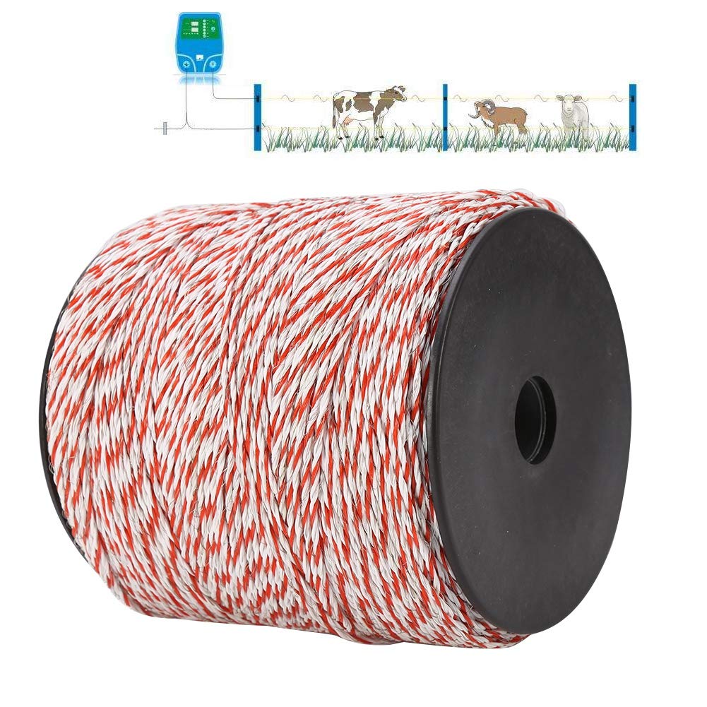 Electric Fence Wire, Electric Livestock Fence Wire, Red and White, Multi-Strand for Electric Livestock Fencing, Keeps Animals in Place