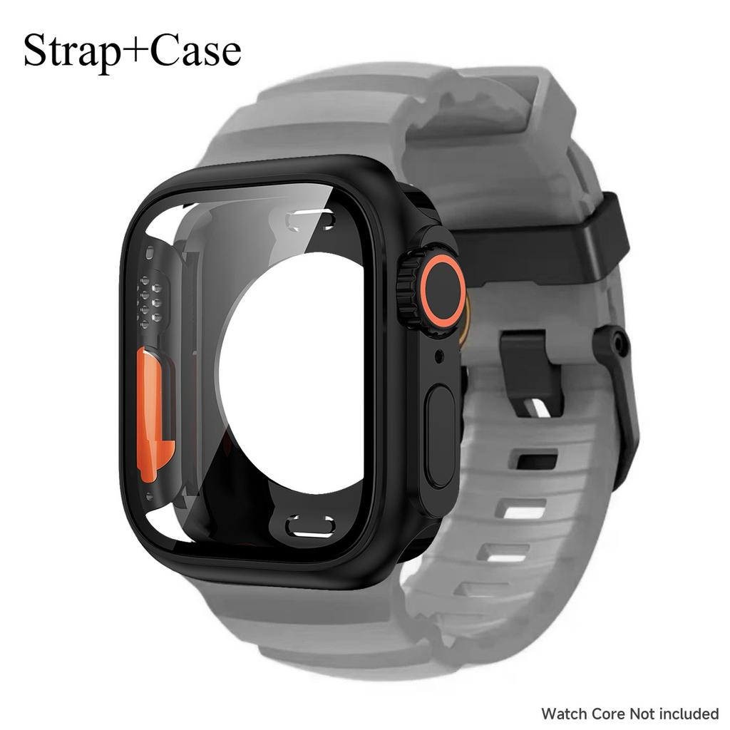 Silicone Strap For Apple Watch 44mm 45mm 46mm Bracelet+Screen Protectores Change To Ultra For iWatch Series 11 10 9 8 7 SE 6 5