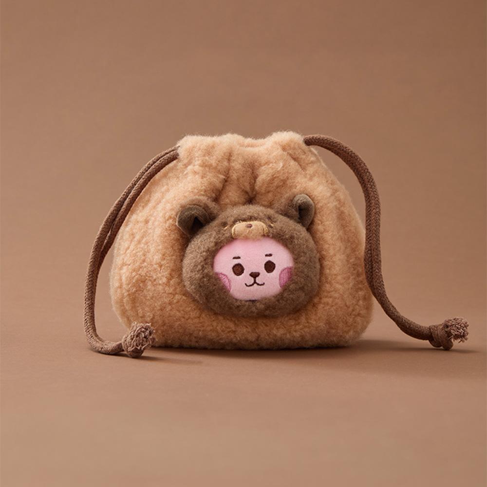 BT21 COOKY BABY More Fluffy Face Plush Drawstring Pouch