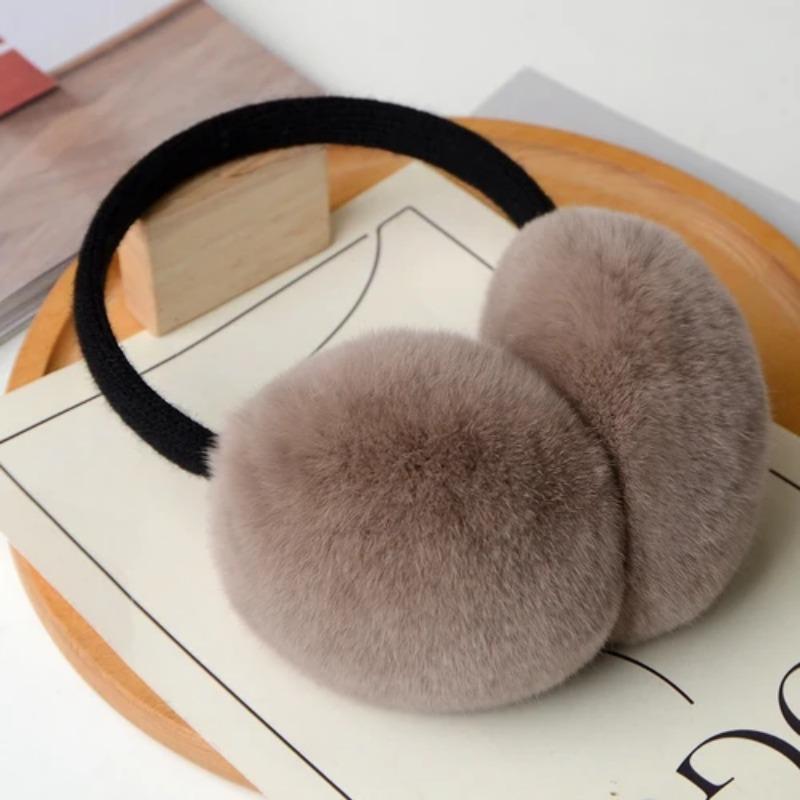Natural 100% Rex Rabbit Fur Earmuffs Winter Accessories for Women Winter Ear Muffs Fluffy Earmuff Ear Cover for Winter