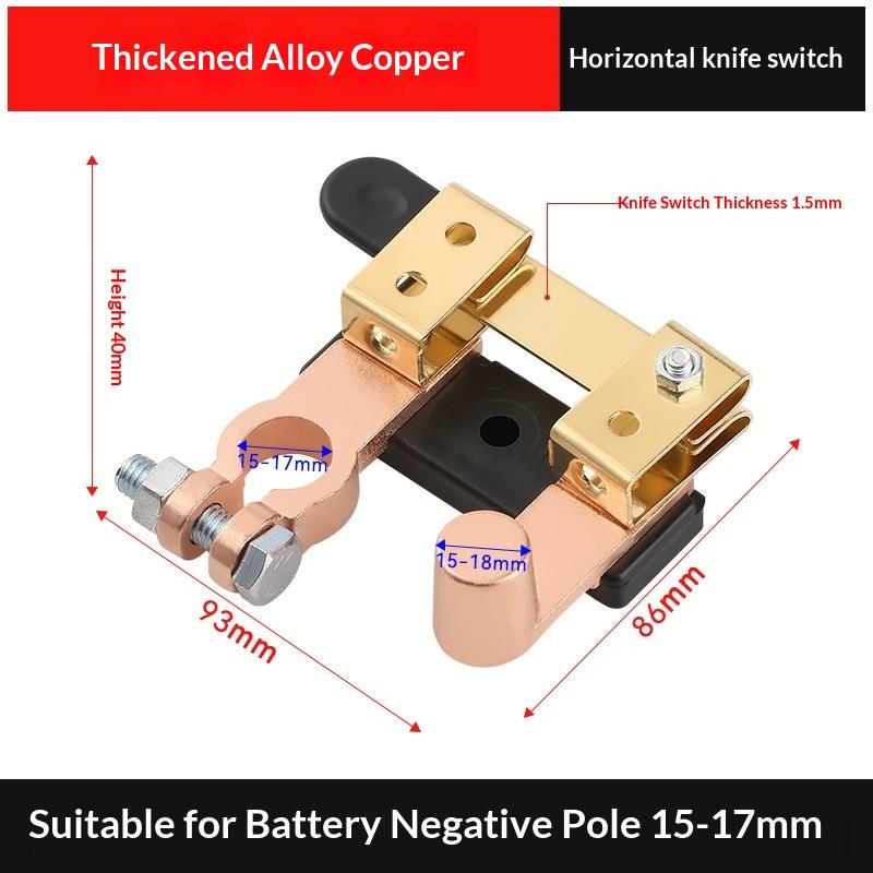 Pure Copper Car Battery Disconnect Switch Leak Proof Knife Switch Anti Leakage Brass Master Switch Positive Negative Terminal