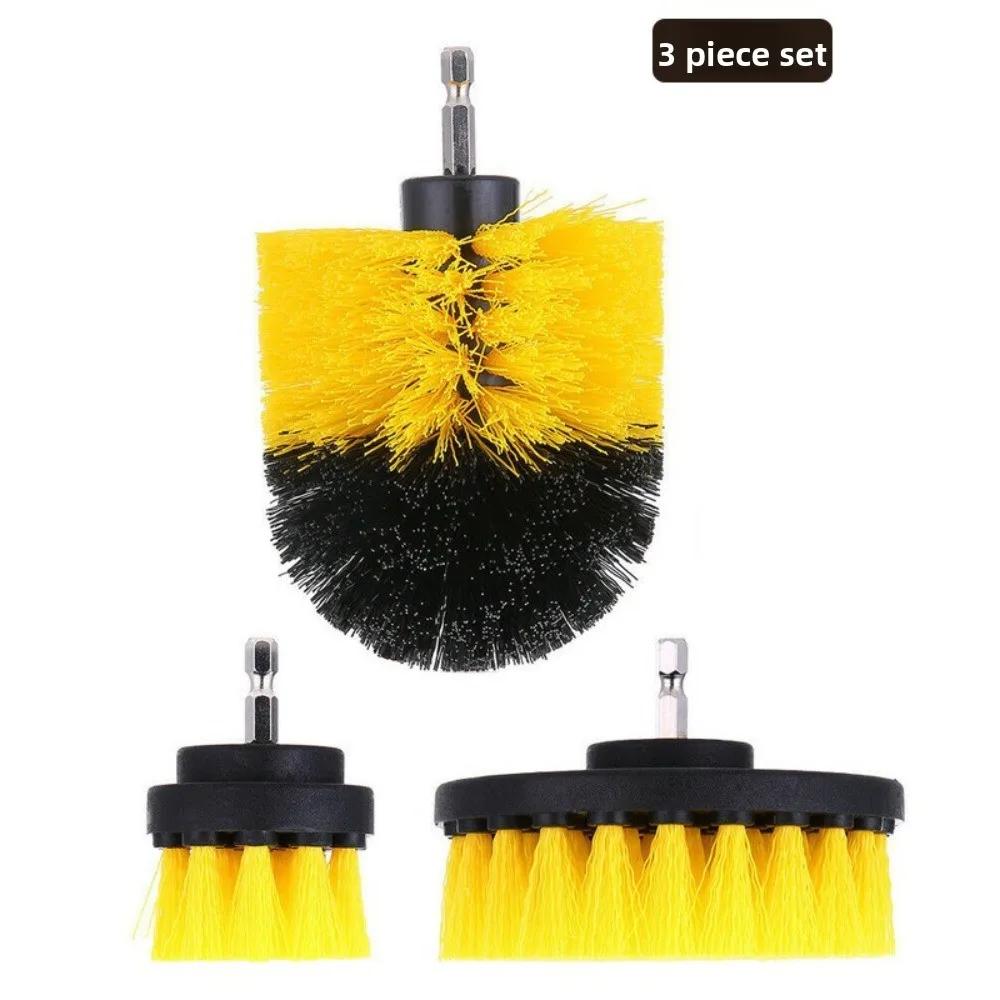 3/5/7Pcs Multi-Purpose Drill Brush Attachment Set Plastic Round Nylon Brushes Electric Scrubber Brush Extension Pole