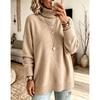 Womens Oversized High Neck Knit Sweater Soft Acrylic Pullover Fall Winter 2026