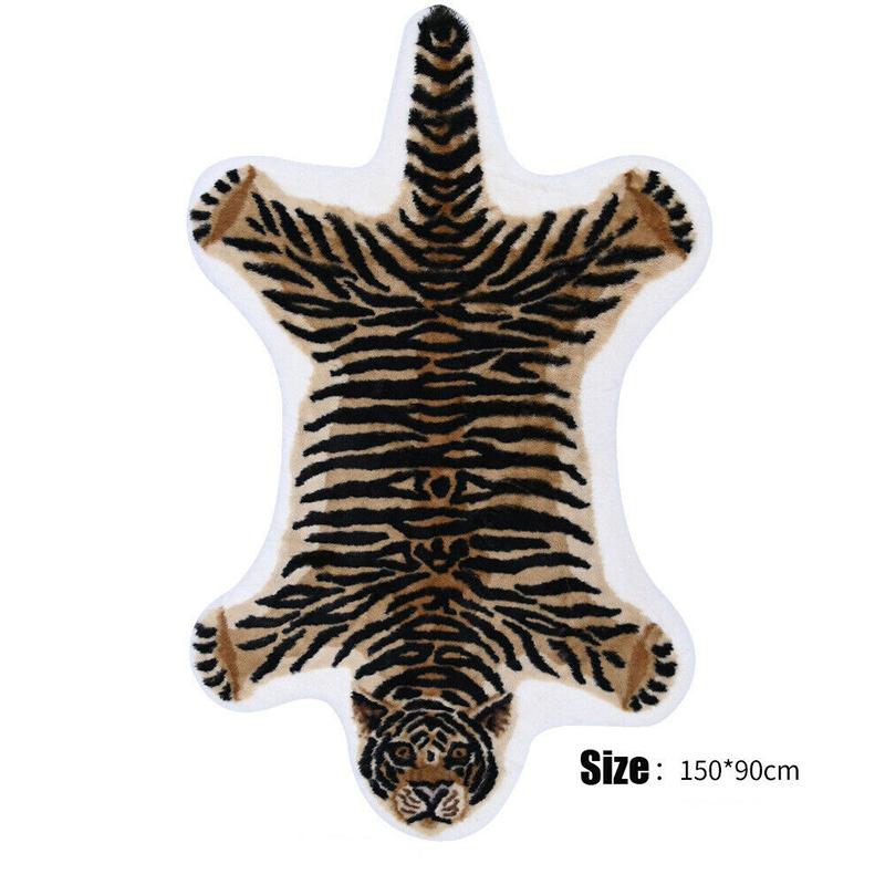 Nordic Style Cute Animal Printed Rug Panda Leopard Tiger Giraffe Lion Shape Faux Skin Carpet Plush Antiskid Carpet