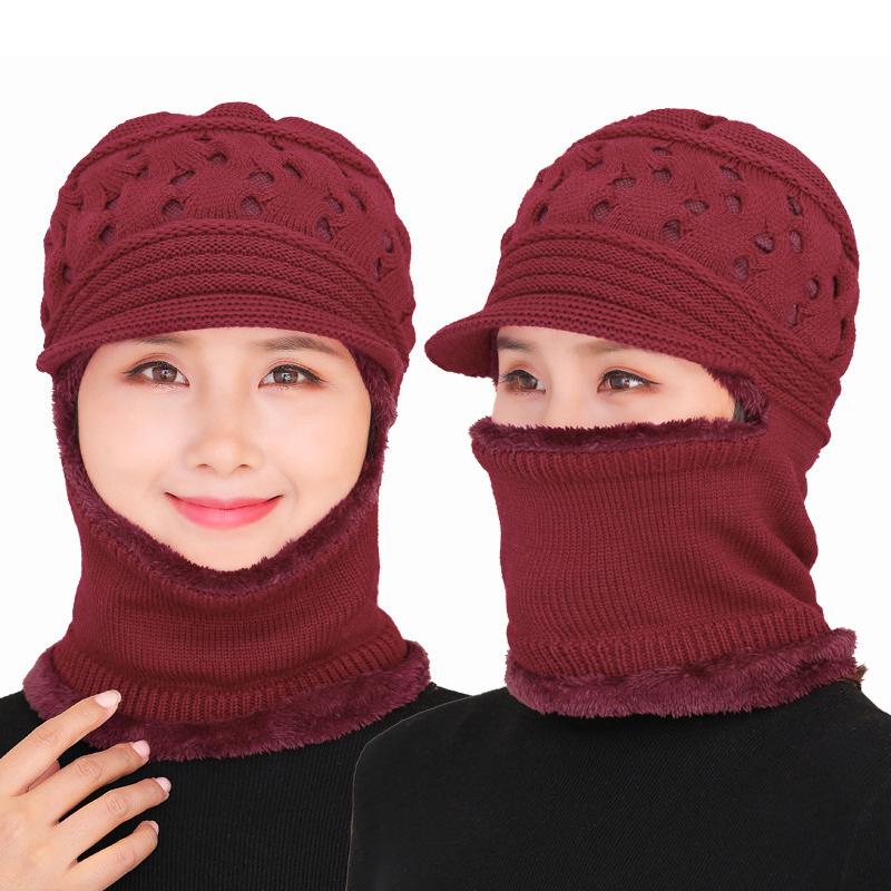 Men's Winter Wool Hat: Warm Knitted One-Piece with Face and Neck Protection for Outdoor Cycling