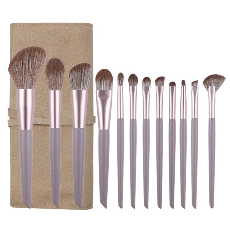 Silver Fox Series Makeup Brush Set, Cangzhou Eyeshadow Brush, Foundation Brush, Blush Brush 12 Wooden Handles, A Complete Set Of Makeup Brushes