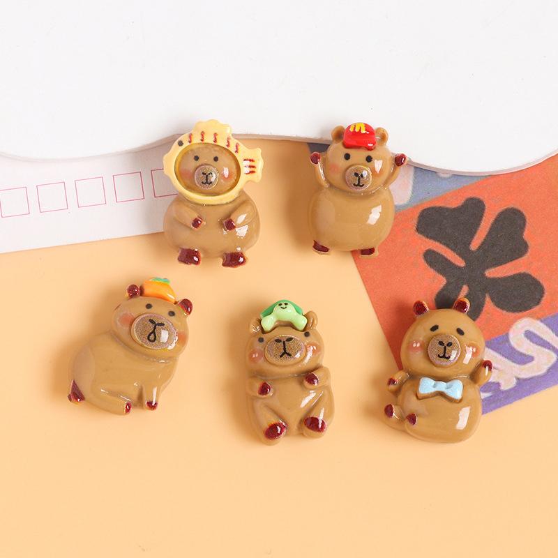 10 stk/sett Capybara Resin Tilbehør Barnas DIY Tilbehør Hjemmedekorasjon Små Ornamenter