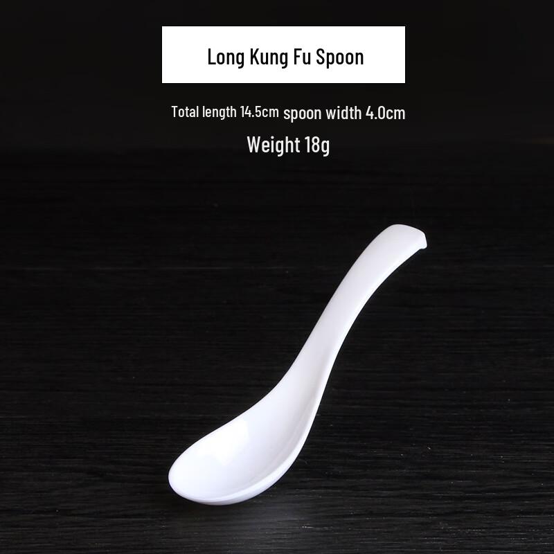 Qianxing A8 White Melamine Long Handle Soup Spoons (20-Pack)