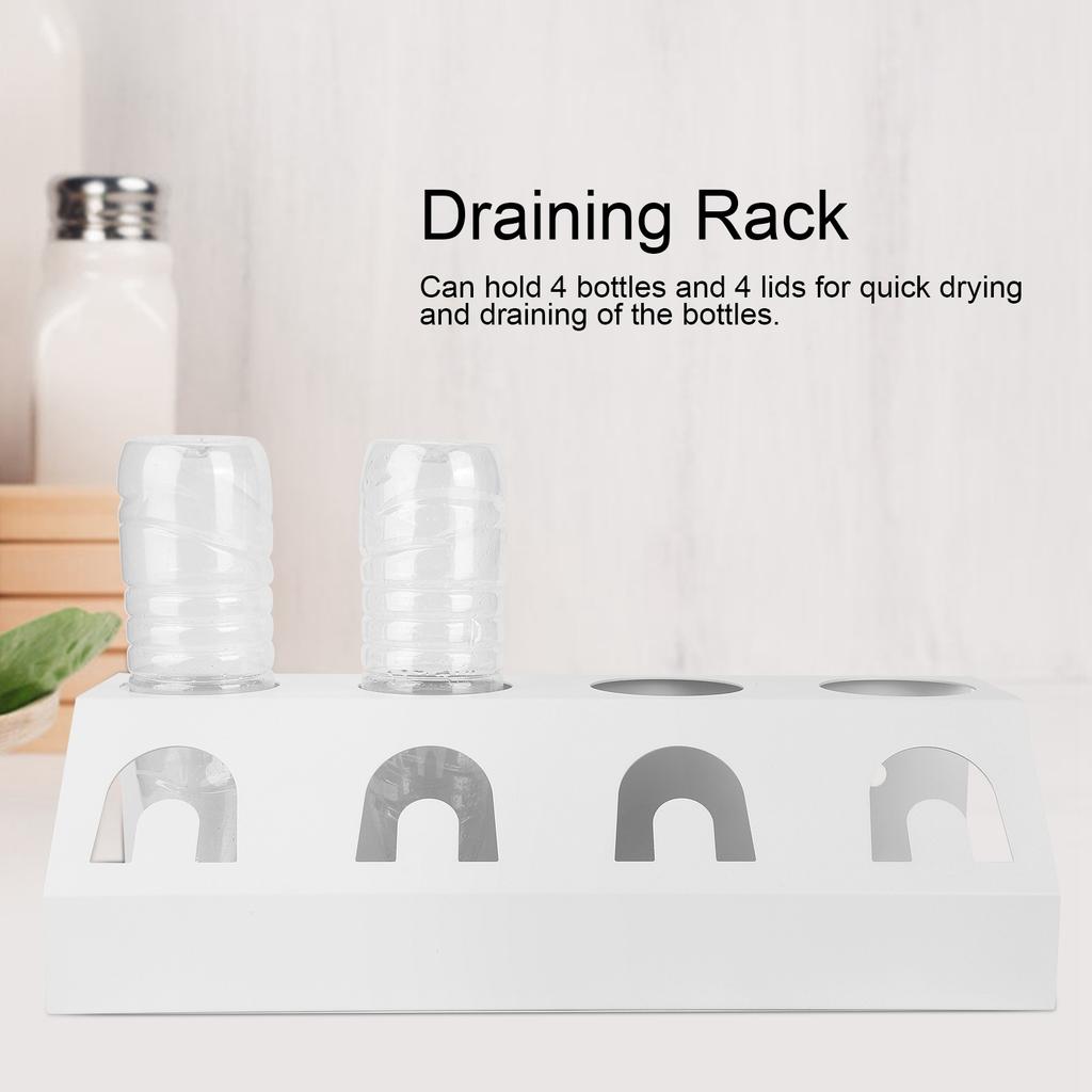 4 Holes Soda Bottle Drain Drying Rack Dish Drainer Holder with Pad for