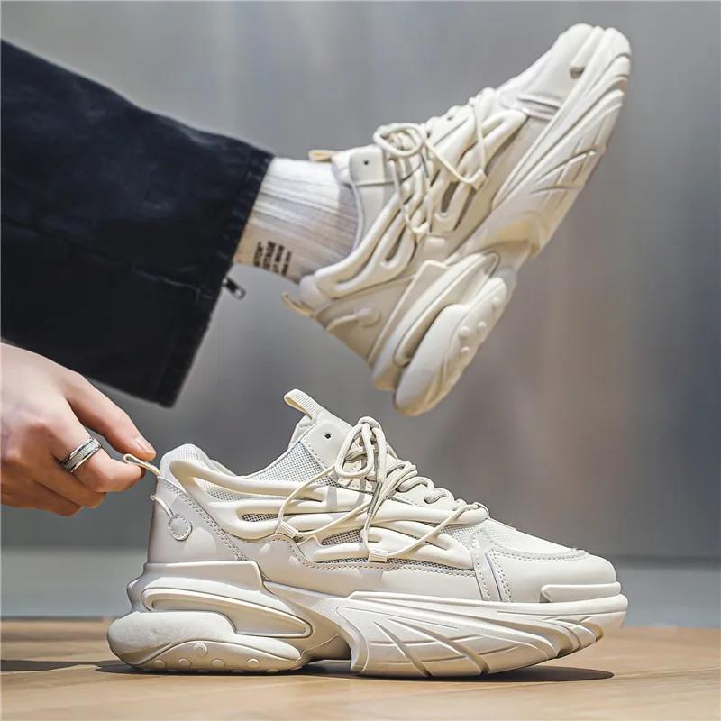 Mesh Sports Shoes for Men's Spring/autumn New Breathable Thick Soles with Increased Height Dad Shoes Mans Casual Shoes Sneakers
