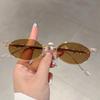 Fashion Small Oval Sunglasses Trendy Brand Designer UV400 Shine Crystal Sun Shades Glasses Decoration Women Shades