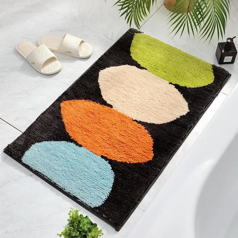 Honlaker Green Leaves Flocking Bath Mat Non-slip Absorbent Microfiber Bathroom Rug Home Entrance Door Mat Super Soft Bath Carpet