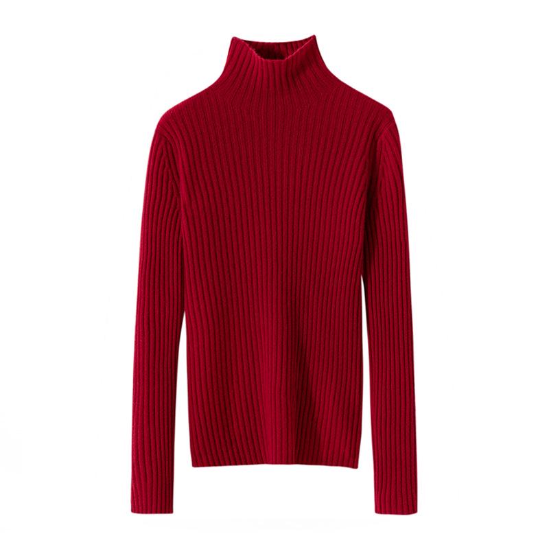 Women's Pure Cashmere High Neck Ribbed Pullover Sweater