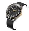 Fashion Quartz Watch with Black Leather Strap and Silver Gray Waterproof Watch Men's