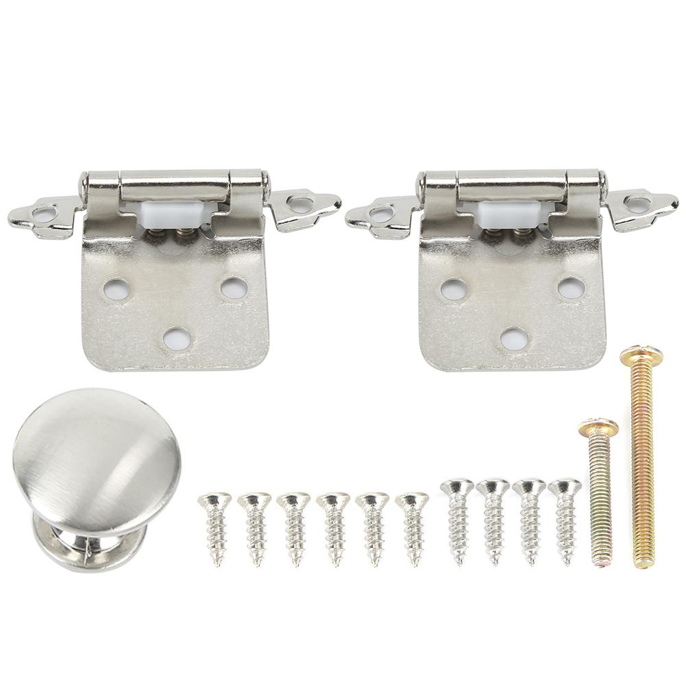 Self Closing Hinges Kit with Round Knob Handle Folding Hardware Accessory for Trailer RV Furniture