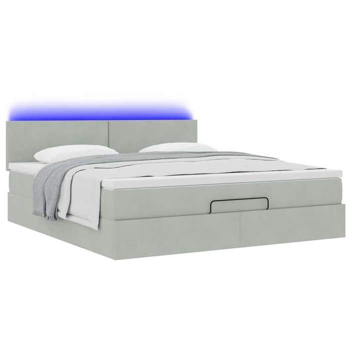 VidaXL Cadre de lit ottoman avec matelas gris clair 180x200 cm velours 3312566