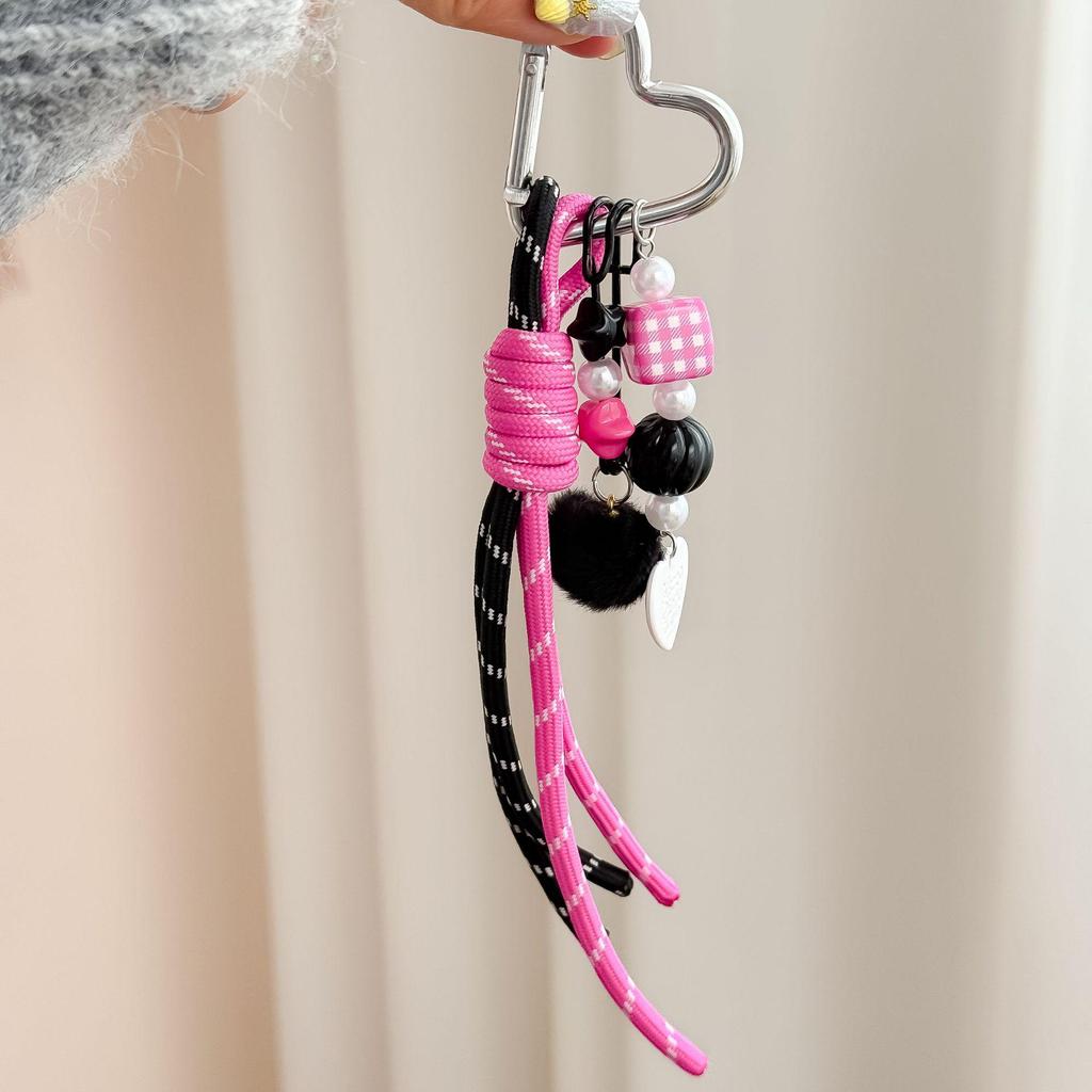 Pingente Chaveiro Coração Estilo Miu - Pingente Versátil Personalizado de Corda Trançada para Mala