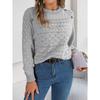 Neuer einfarbiger Pullover mit gedrehten Knöpfen und Laternenärmeln für Damen im Herbst und Winter