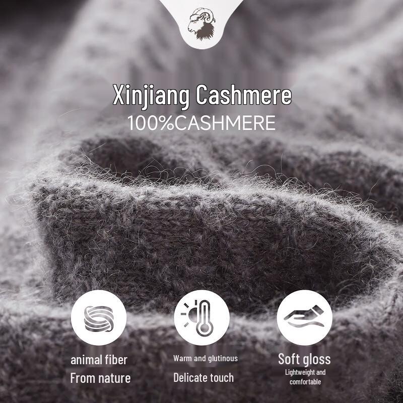 Zhaojun Men's 100% Cashmere Diamond Knit Round Neck Sweater