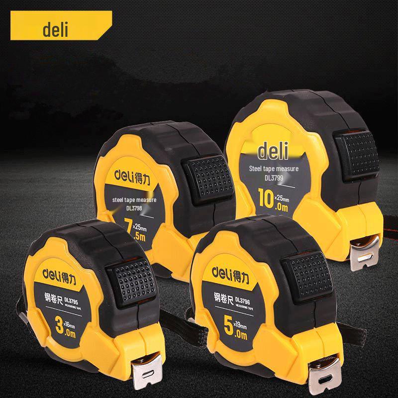 Deli Portable Steel Measuring Tape - Multiple Sizes (3m/5m/7m/10m) for Drafting and Calculations
