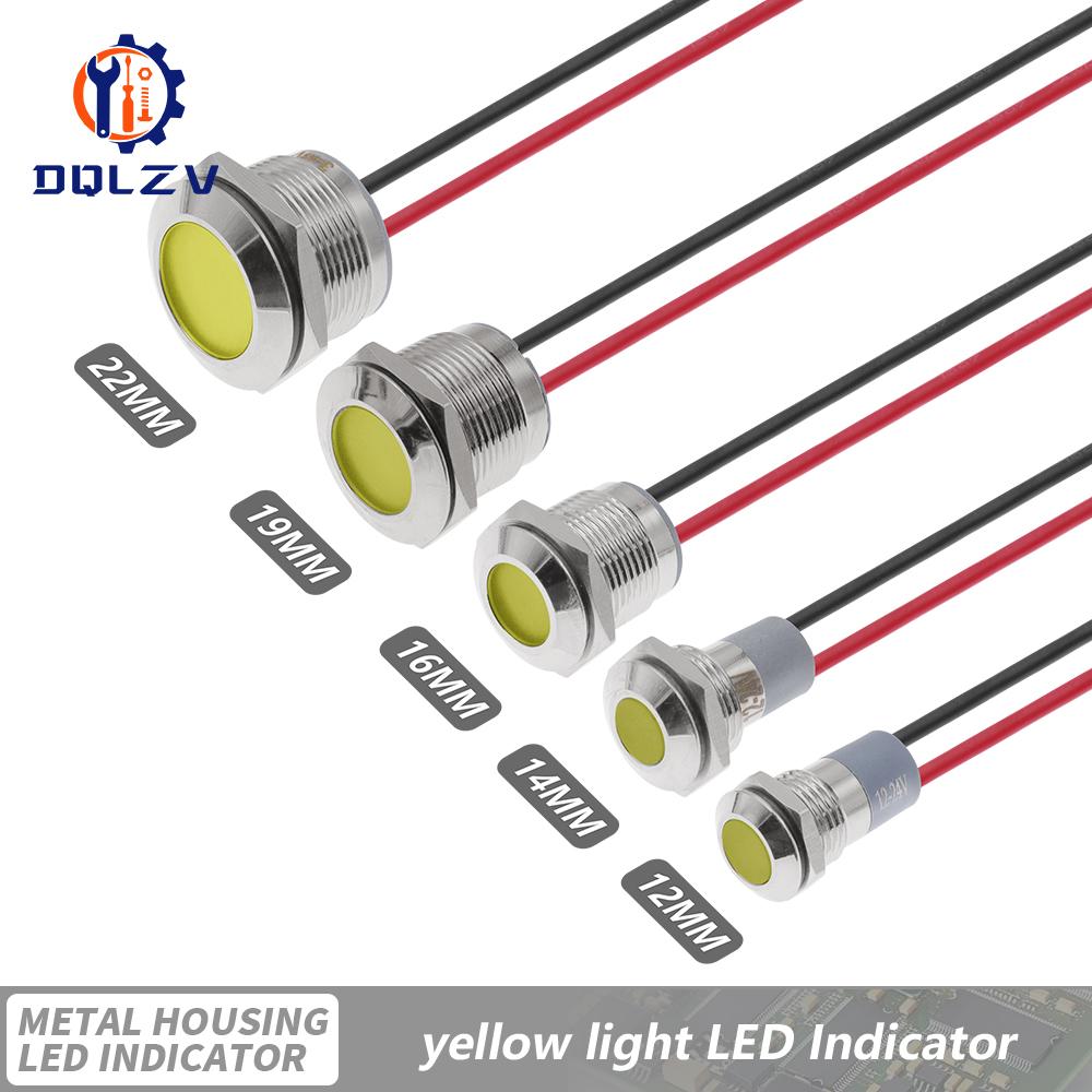 6mm 8mm 10mm 12mm 14mm 16mm 19mm 22mmWaterproof IP67 Metal LED Warning Indicator Light Signal Lamp Pilot Wire 3V 12V 24V 48V