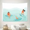 Ocean Wave Surfing Tapestry Beach Vibes Wall Hanging Aesthetic Room Decor Hippie Coastal Home Decor Gift Summer Vibes Travel The