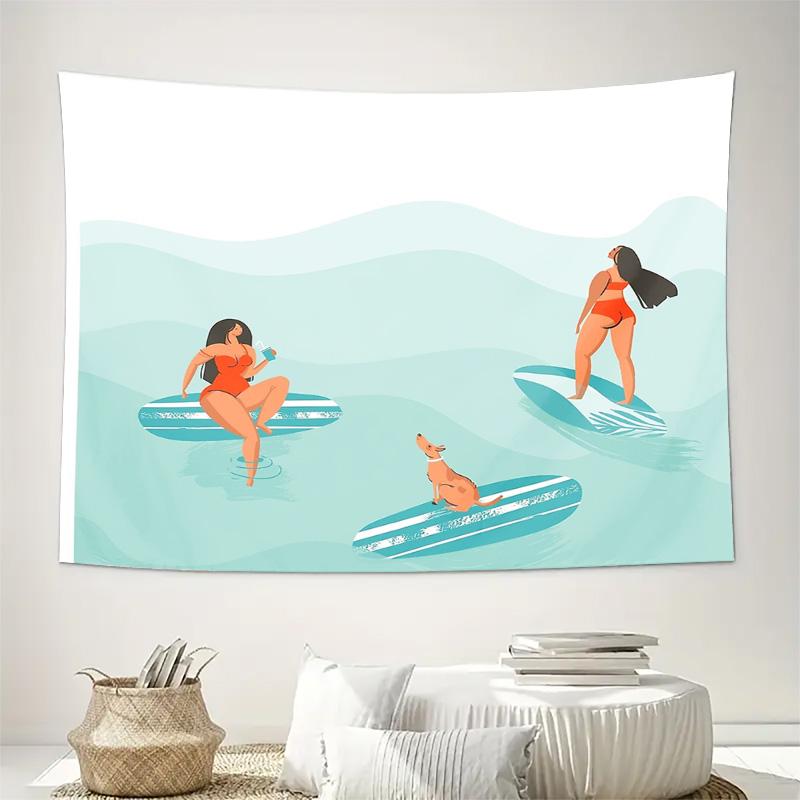 Ocean Wave Surfing Tapestry Beach Vibes Wall Hanging Aesthetic Room Decor Hippie Coastal Home Decor Gift Summer Vibes Travel The
