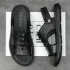 Summer New Men's Sandals Leather Outdoor Beach Shoes Crocodile Pattern European Fashion Sandals Middle-aged Casual Men's Shoes