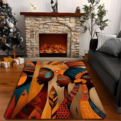 Teppich im traditionellen Stil Ethnischer Heimdekor-Teppich Leuchtend farbige rutschfeste Matte für Wohnzimmer, Arbeitszimmer, Schlafzimmer, Terrassen usw.