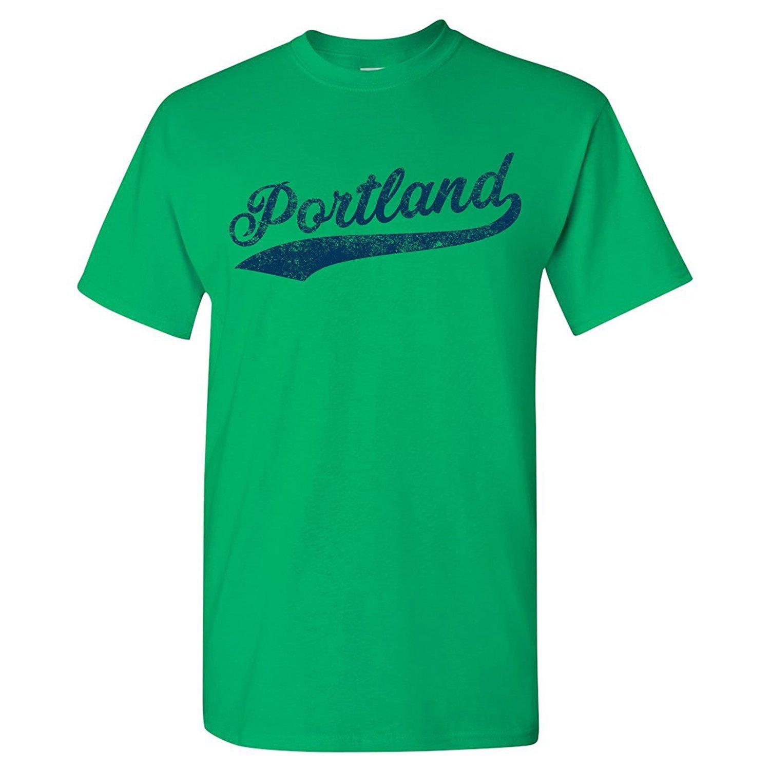 Portland City Script Mens Unisex T-Shirt Green XL